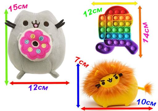Набор Мягкая игрушка Pusheen cat Кот c пончиком 15х12см Пушин Кэт Лев 10х7см Pop-It Among Us райдужний n-12411 (1340692)