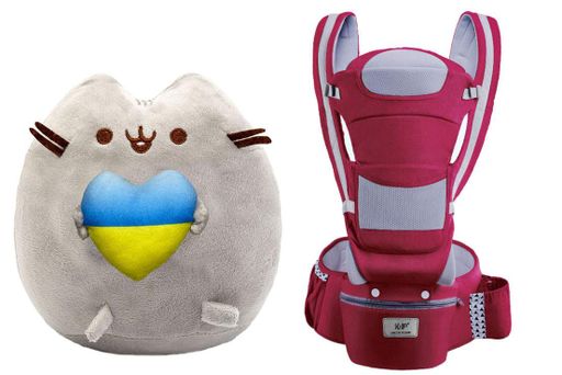 М'яка іграшка Pusheen cat S&T із серцем і Хіпсіт, Ерго-рюкзак Baby Carrier 6 в 1 Червоний (1340743)