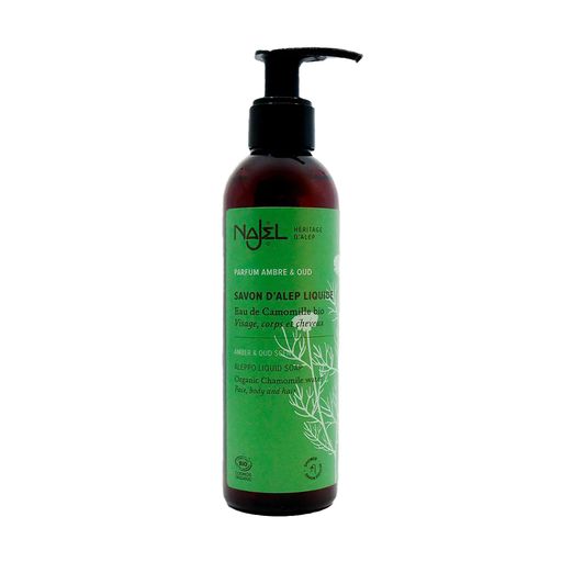 Органическое жидкое алеппское мыло Najel Aleppo Liquid Soap Amber & Oud, 200 мл