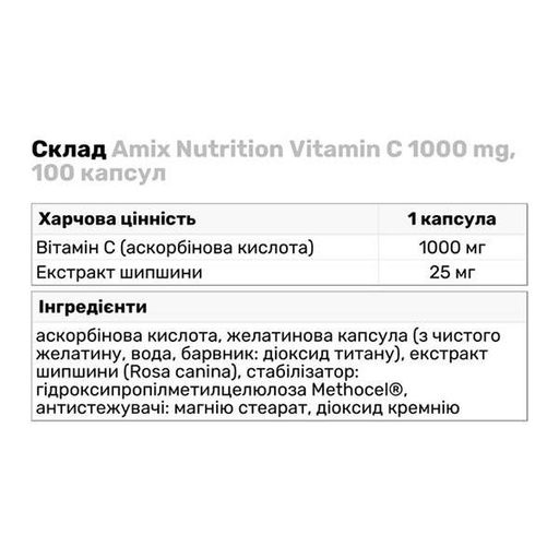 Витамин C для спорта Amix Nutrition Vitamin C 1000 mg 100 Caps (1344513)