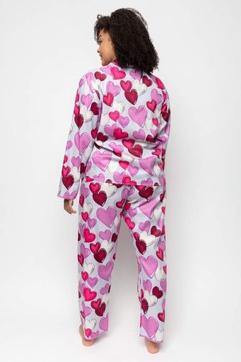 Піжама жіноча Cyberjammies Viola 9558-9559 16/XL Сірий з принтом серця (5051877450349) (1344607)
