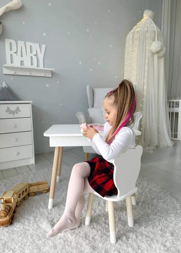 Столик і стульчик No Brand 54х60х45 см Білий (2330423062) (1346312)