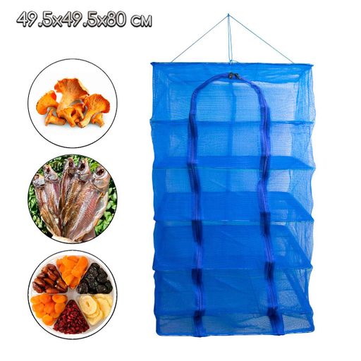 Подвесная сушилка AirDry Pro, пищевая сетка на 5 уровней для рыбы, грибов и фруктов, синяя, 80×49,5×49,5 см (1348820)
