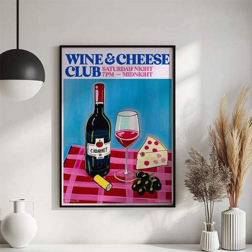 Постер Roomy "Wine Cheese" Біла рамка з антибліковим склом A3 (42x29.7 cm) (1350573)
