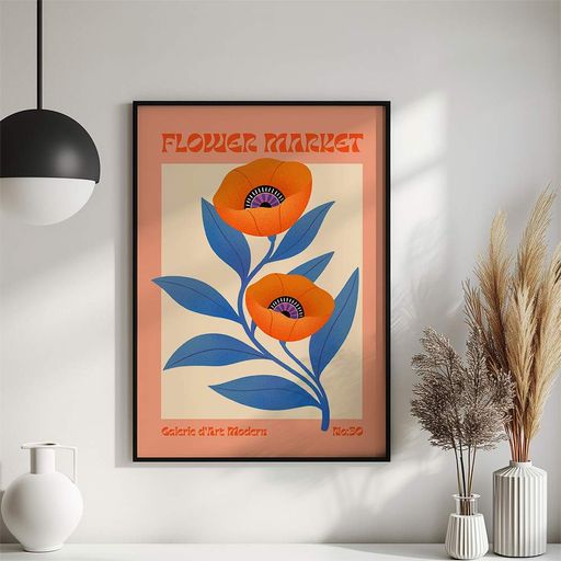 Постер Roomy "Tangerine Pop" Черная рамка с глянцевым стеклом A2 (59.4x42 cm.) (1350887)