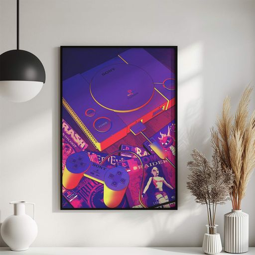 Постер Roomy "PlayStation Retro" Белая рамка с антибликовым стеклом A1 (84.1x59.4 cm.) (1351047)
