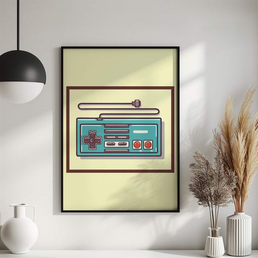 Постер Roomy "Retro Gaming Setup" Біла рамка з глянцевим склом A3 (42x29.7 cm) (1351471)