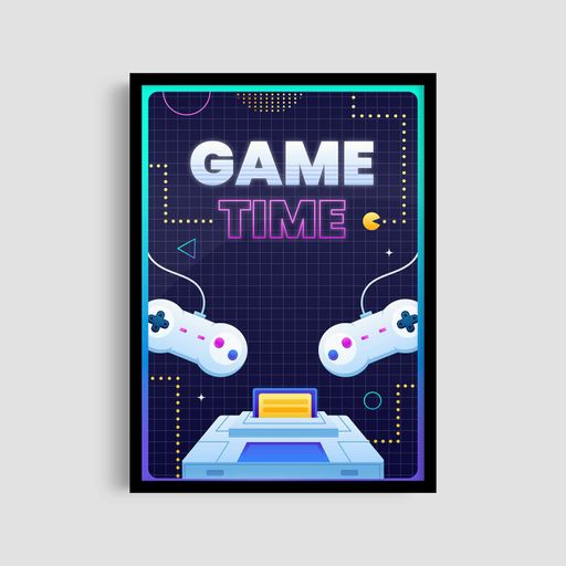 Постер Roomy "Game Time Neon" Біла рамка з глянцевим склом A3 (42x29.7 cm) (1351553)