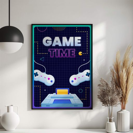 Постер Roomy "Game Time Neon" Біла рамка з глянцевим склом A3 (42x29.7 cm) (1351553)
