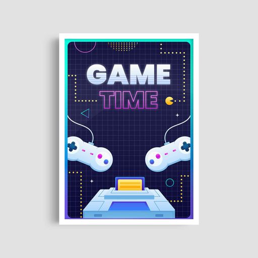 Постер Roomy "Game Time Neon" Біла рамка з глянцевим склом A3 (42x29.7 cm) (1351553)