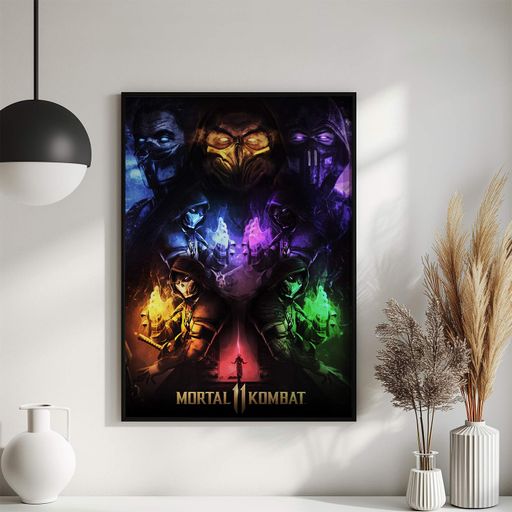 Постер Roomy "Mortal Kombat Group" Біла рамка з глянцевим склом A4 (29.7x21 cm) (1351853)