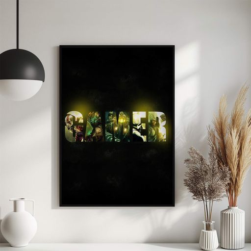 Постер Roomy "Green Gaming Design" Біла рамка з антибліковим склом A2 (59.4x42 cm.) (1351981)