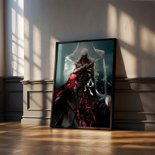 Постер Roomy "Assassins Creed Hooded Fighter" Біла рамка з глянцевим склом A3 (42x29.7 cm) (1352015)