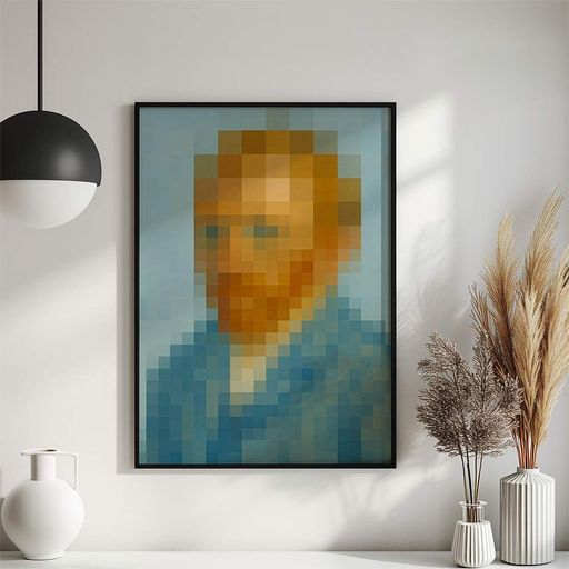 Постер Roomy "Pixel Van Gogh" Белая рамка с глянцевым стеклом A1 (84.1x59.4 cm.) (1354331)
