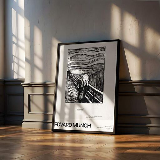 Постер Roomy "The Scream Bw" Біла рамка з глянцевим склом A3 (42x29.7 cm) (1354647)