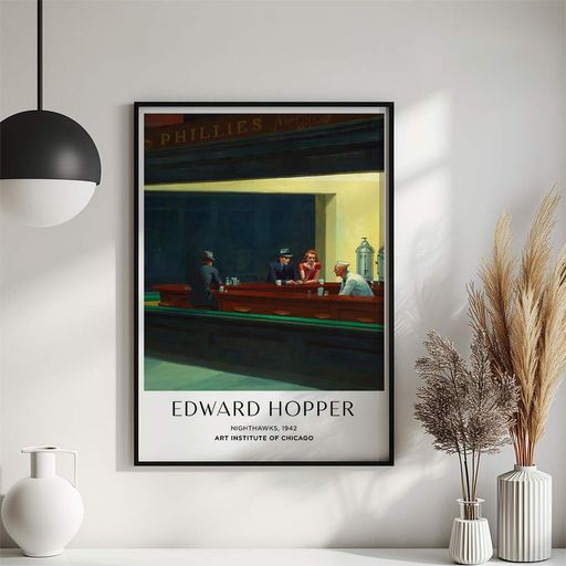 Постер Roomy "Nighthawks Bar" Черная рамка с глянцевым стеклом A3 (42x29.7 cm) (1354871)
