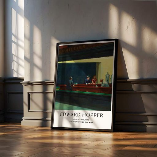 Постер Roomy "Nighthawks Bar" Біла рамка з антибліковим склом A4 (29.7x21 cm) (1354892)
