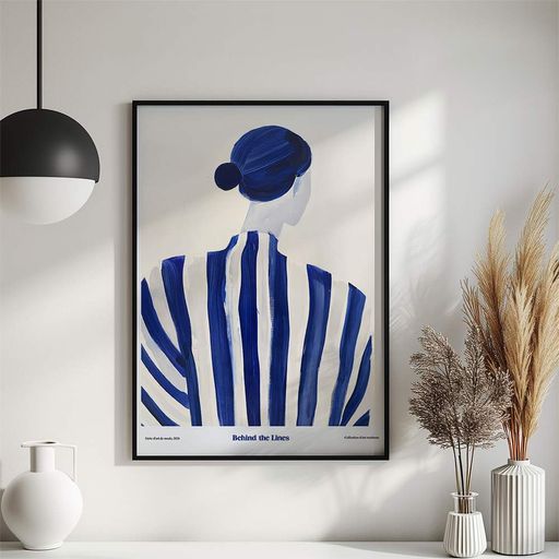 Постер Roomy "Blue Stripes Back" Черная рамка с антибликовым стеклом A3 (42x29.7 cm) (1354989)