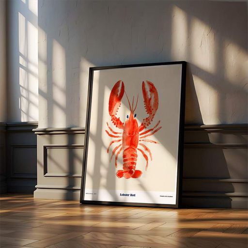 Постер Roomy "Lobster Art" Черная рамка с глянцевым стеклом A2 (59.4x42 cm.) (1354990)