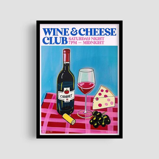 Постер Roomy "Wine Cheese" Белая рамка с антибликовым стеклом A4 (29.7x21 cm) (1355053)