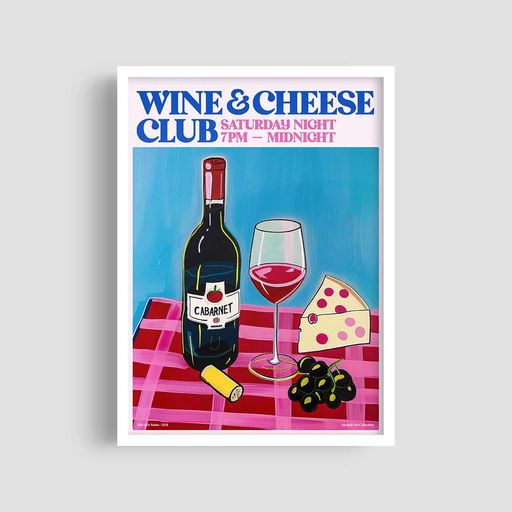 Постер Roomy "Wine Cheese" Белая рамка с антибликовым стеклом A4 (29.7x21 cm) (1355053)