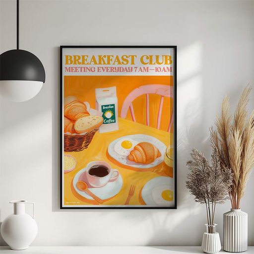 Постер Roomy "Breakfast Club" Черная рамка с антибликовым стеклом A2 (59.4x42 cm.) (1355110)