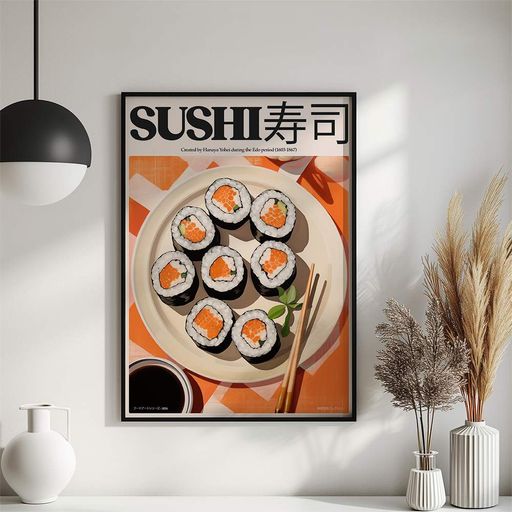 Постер Roomy "Sushi Set" Черная рамка с антибликовым стеклом A4 (29.7x21 cm) (1355144)