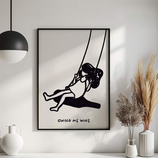 Постер Roomy "Swing Wine" Біла рамка з глянцевим склом A2 (59.4x42 cm.) (1355201)