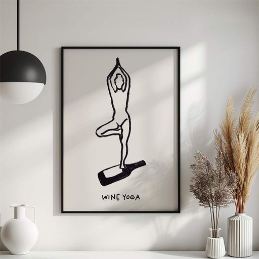 Постер Roomy "Wine Yoga" Черная рамка с глянцевым стеклом A4 (29.7x21 cm) (1355583)