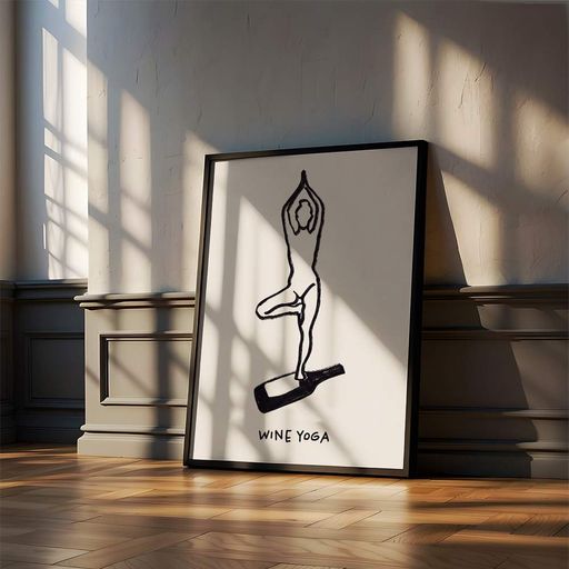 Постер Roomy "Wine Yoga" Черная рамка с глянцевым стеклом A3 (42x29.7 cm) (1355585)