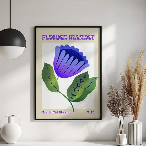 Постер Roomy "Blue Bloom" Біла рамка з антибліковим склом A1 (84.1x59.4 cm.) (1355679)