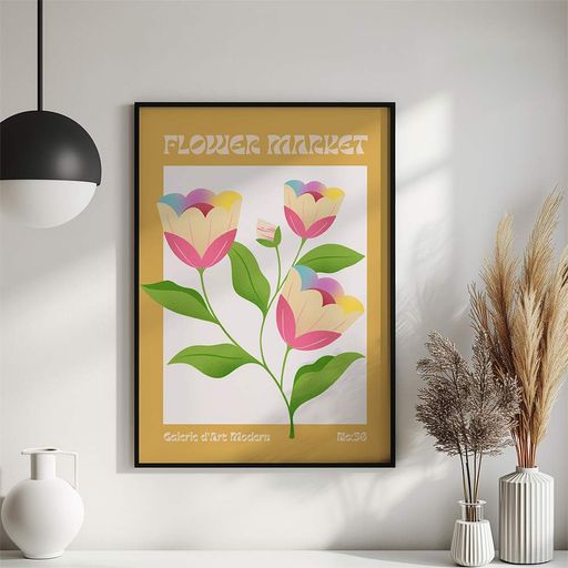 Постер Roomy "Pale Bloom" Черная рамка с глянцевым стеклом A2 (59.4x42 cm.) (1356130)