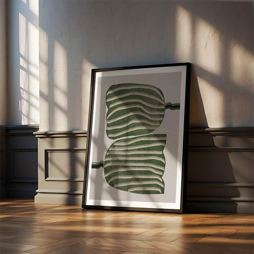 Постер Roomy "Striped Leaves" Біла рамка з антибліковим склом A1 (84.1x59.4 cm.) (1357504)