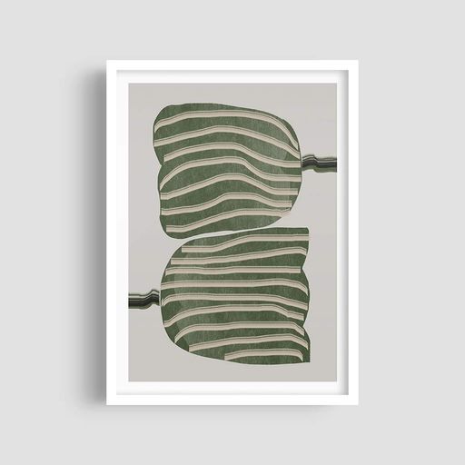 Постер Roomy "Striped Leaves" Біла рамка з антибліковим склом A1 (84.1x59.4 cm.) (1357504)