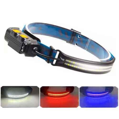 Фонарь налобный аккумуляторный BL-W691-2COB (white/red/RGB) Motion Sensor Type-C (1361925)