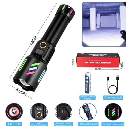 Ліхтар LED 1143 FLUORESCENCE з білим лазером та функцією зарядки, Power Bank, чорний корпус (1362330)