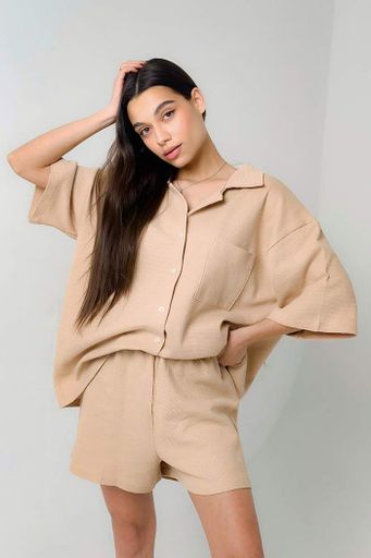 Вафельна піжама Perfect Female Бежевий L (184PJ-4ShS-bg) (1364182)