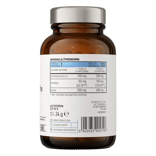 Лактотрансферрин OstroVit Pharma Lactoferrin LFS 90%, 60 капсул с витамином С (1367657)