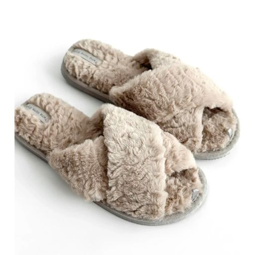 Жіночі домашні капці Twins HS хутрянi, перехрест, Beige