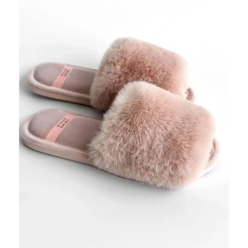 Женские домашние тапочки Twins HS-LUX меховые, открытые, Pudra