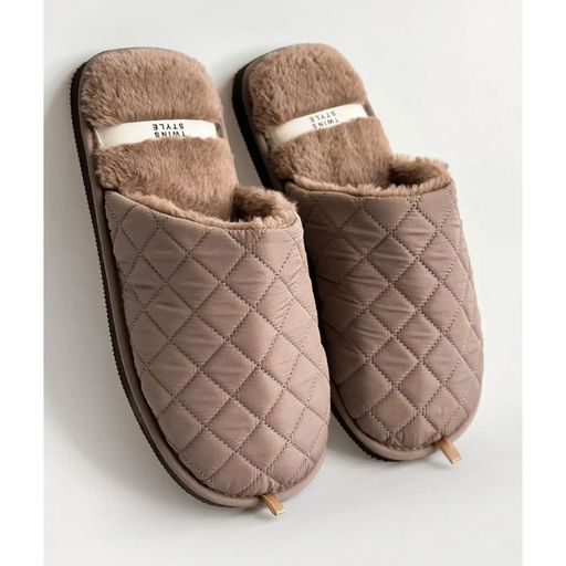 Мужские домашние тапочки Twins HS-LUX стеганые, коричневые