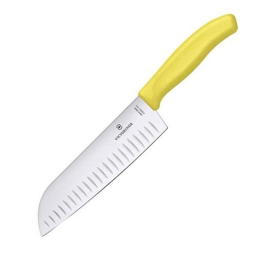 Ніж кухонний Victorinox SwissClassic Santoku, 373 мм, жовтий, артикул Vx68526.17L8B (1376155)
