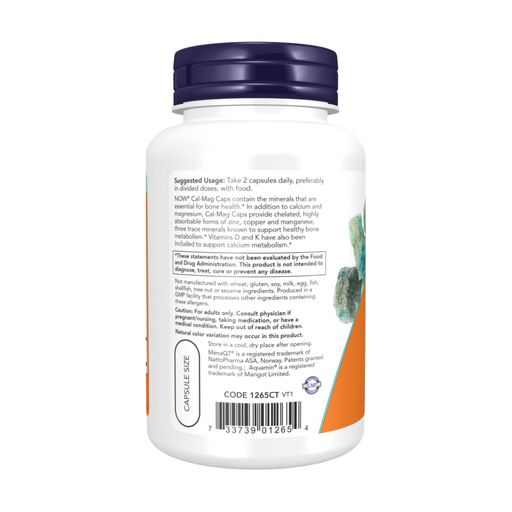Кальций и магний с микроэлементами и витамином Д NOW foods Cal-Mag Caps, 120 капсул