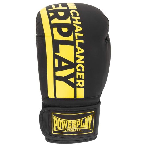 Боксерські рукавиці PowerPlay 3086 Matt Challenger Чорно-Жовті 16 унцій (1378548)