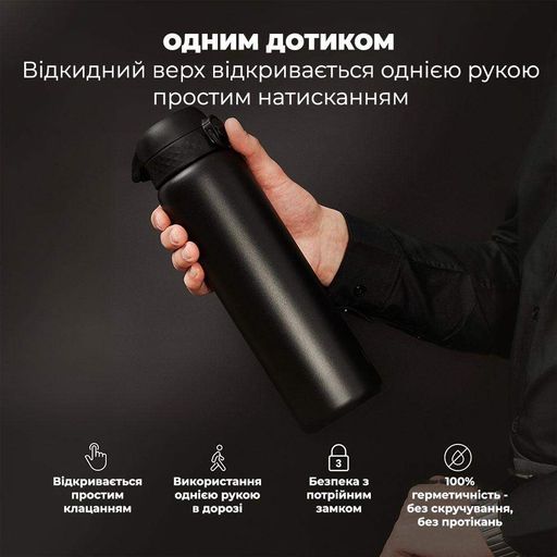 Пляшка для води металева вакуумна ION8 920 мл. Vacuum Insulated, Black (1379006)
