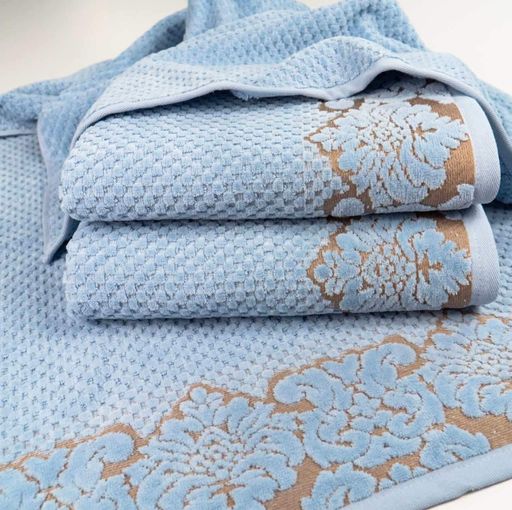 Набор махровых полотенец 2шт 50x90см, 70x140см Damask Премиум качества Жаккардовое с велюром 550г/м2 (Светло-Синий) GM Textile (1382425)