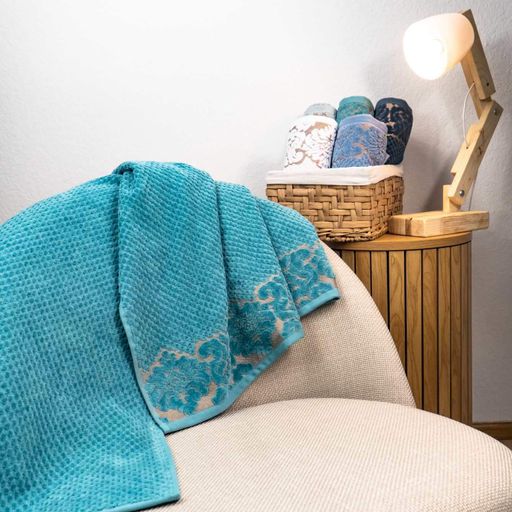 Банное махровое полотенце 70x140см Damask Премиум качества Жаккардовое с велюром 550г/м2 (Изумрудный) GM Textile (1382492)