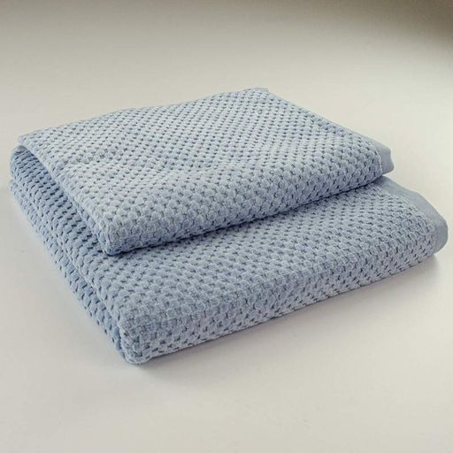 Набор махровых полотенец однотонных 2шт 50x90см, 70x140см Damask Премиум качества Жаккардовое с велюром 550г/м2 (Голубой) GM Textile (1382504)