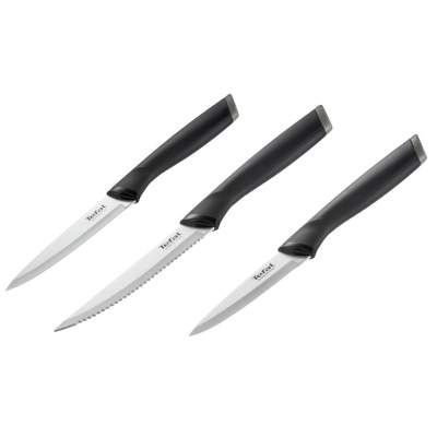 Набор ножей Tefal Essential 3шт, нержавіюча сталь, пластик, чорний (K2219455) (1395038)
