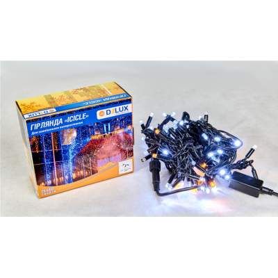 Гирлянда Delux ICICLE 100LED 2x0.7 м Желтый flash Белый/Черный IP44 (90015182) (1399403)